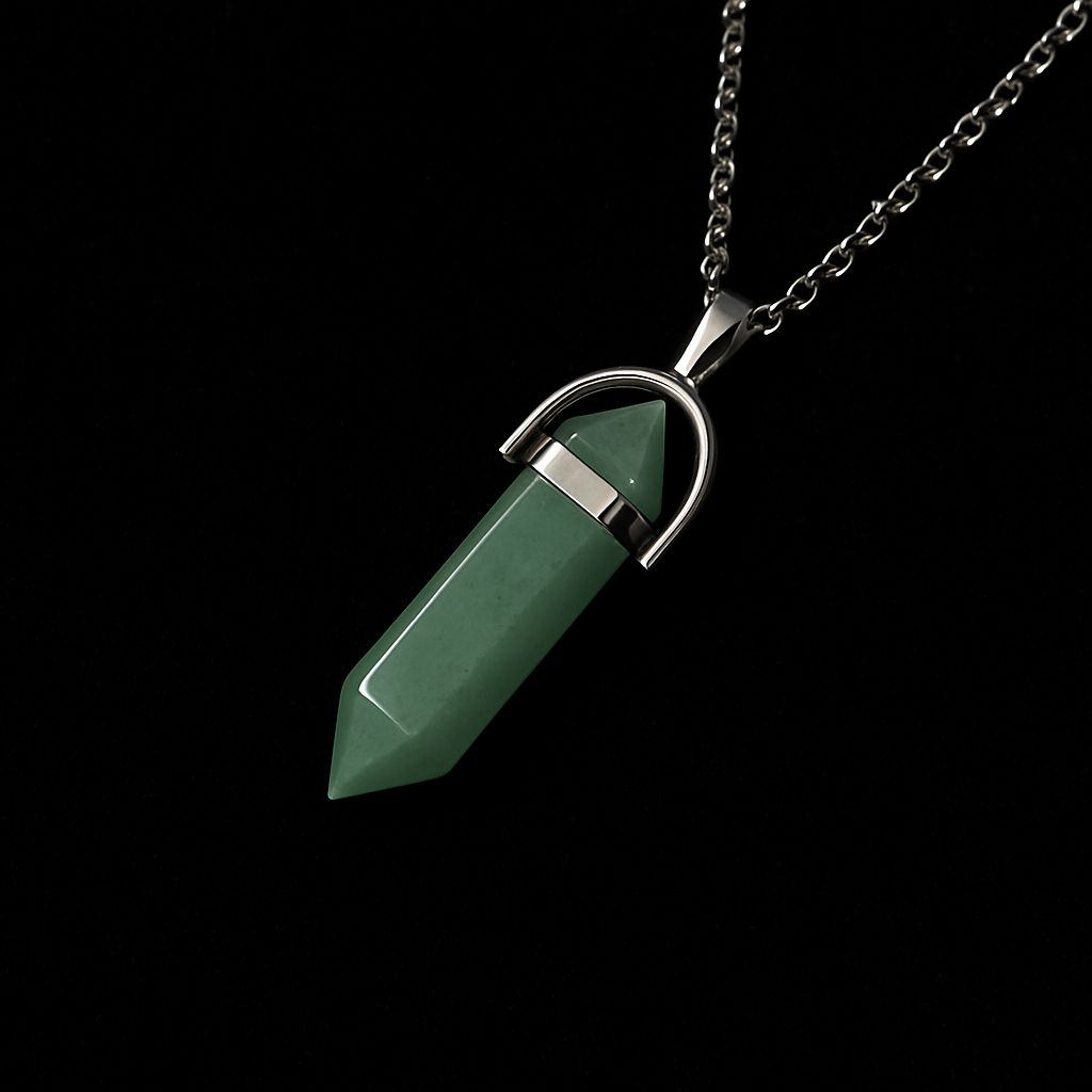 Green Aventurine Pendant on Silver Chain