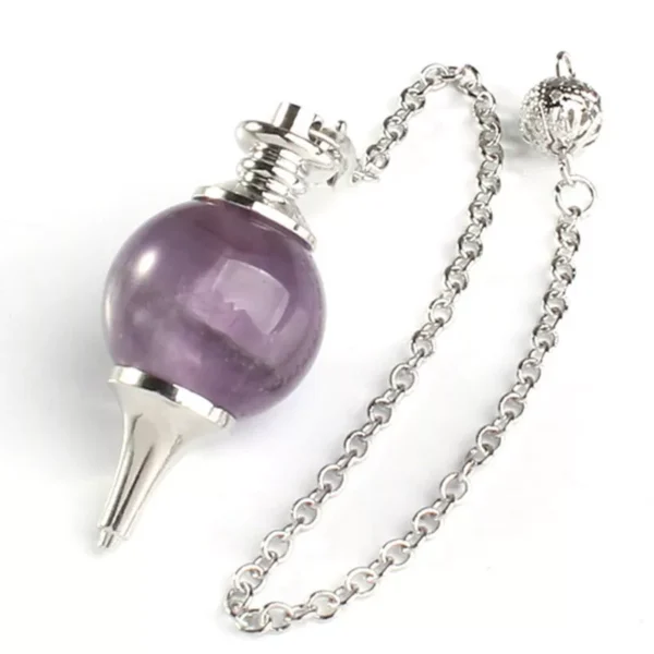 Amethyst Sphere Pendulum – Silver Chain with Filigree Detail