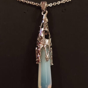 Mystical Opalite Pendant – Silver Gothic Setting