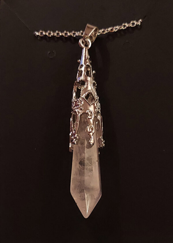 Rose Quartz Pendant – Silver Gothic Love Talisman